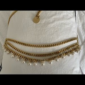 Multi chain gold tone belt